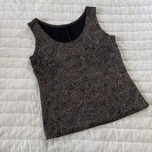 VINTAGE Y2K 90s black gold shine glitter stretch tank top size XS
